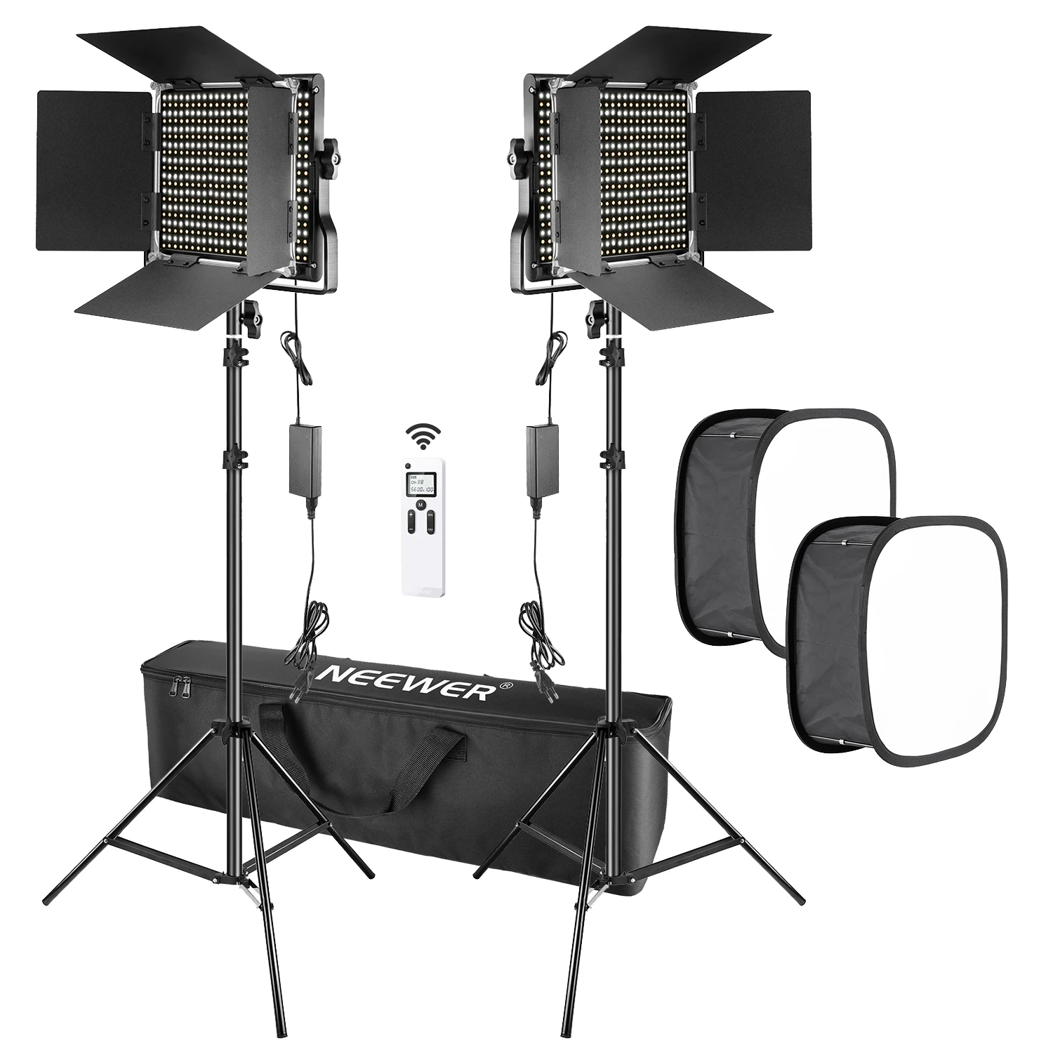 Agfa Neewer 2 Confezioni Regolabile 660 LED Luce Video Kit Con Bianco Diffusore Stand 