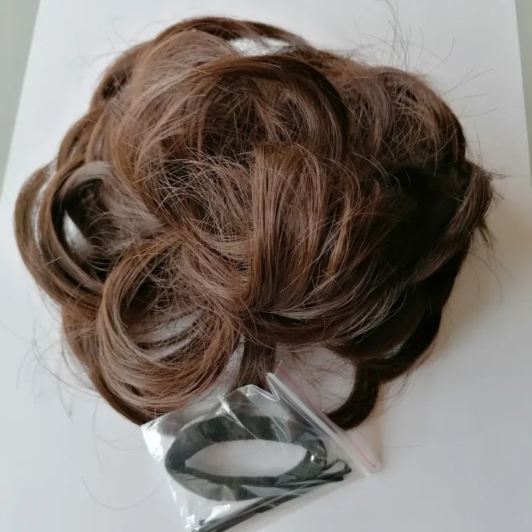 Syntetiska hårbulle förlängningar lockigt elastiskt hår Scrunchies Hårstycken Syntetisk Chignon Munk Uppsatta hårstycken för kvinnor
