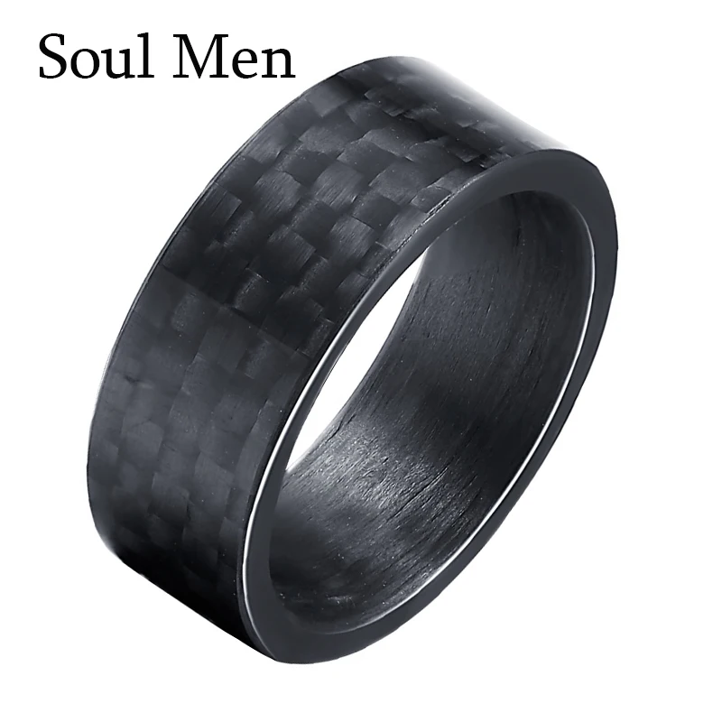 Black Pure Carbon Fiber Rings Men Women Unique Punk Wedding Engagement Band Size 7 To 13 Rings