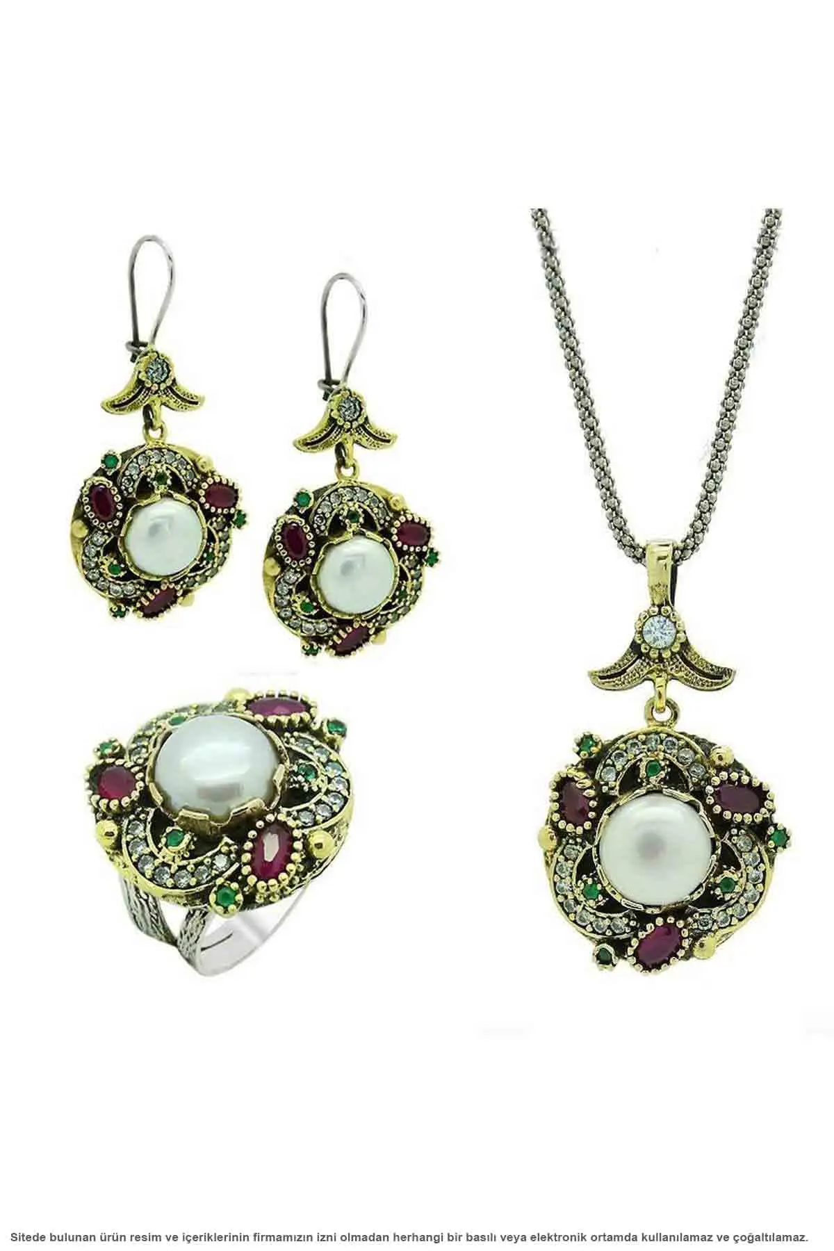

Silver Natural Pearls Triple Set Jewelry