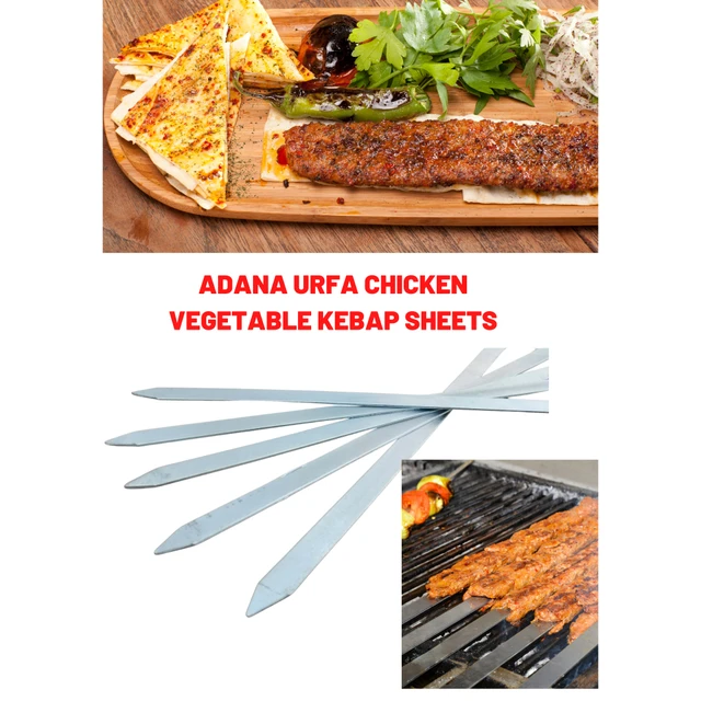 Adana Kebab Doner Hús Darált Vas Horganyzott Nyárs 50 Cm -Es Konyhai Grill Shish Minőségi Termék Részleges