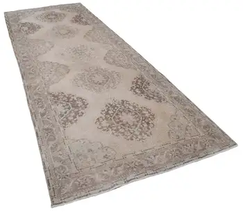 

146x392 Cm Beige Handmade English Vintage Runner Rug-5x13 Ft