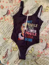 One-Piece Swimsuit Monokini Beachwear Push-Up Summer Print Zipper Sexy New XL Women