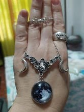 Cristal de vidrio Luna collar COLGANTE media luna bruja joyería de Luna simple collar joyería pagano mago regalo