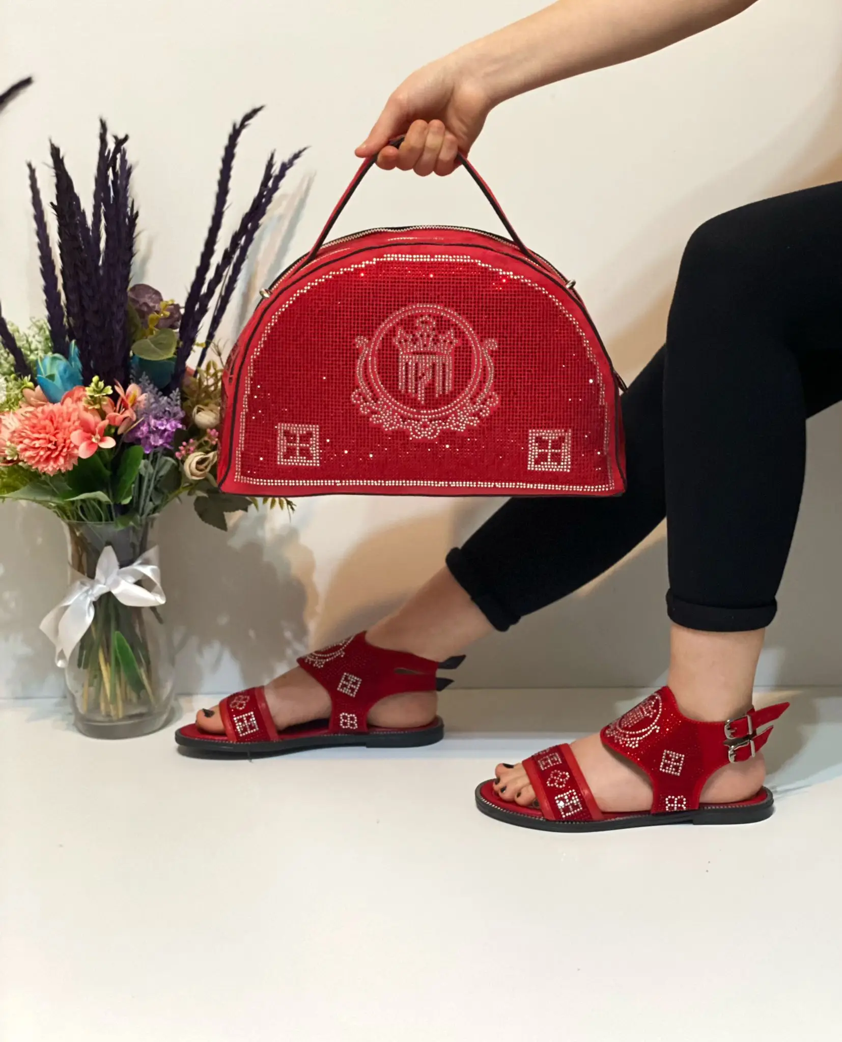 

Miss Melisa Shoe and Bag Shining Stone Slippers and Bag set Tr130
