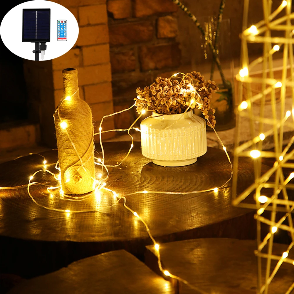 30m 300 Leds Outdoor Solar String Lights Remote Control With 8 Light