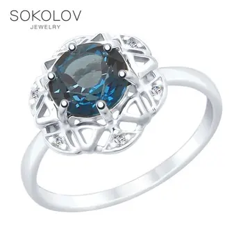 

SOKOLOV ring made of silver with a blue topaz and fianitami fashion jewelry 925 women's/men's, male/female, women's male