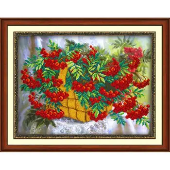

B1237 set for embroidery with beads 'паутинка' 'рябина', 38*28 cm