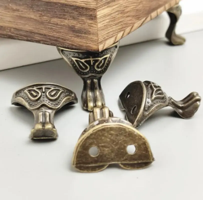 4pcs Antique Jewelry Leg Corner Wooden Decor Gift Box