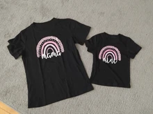 Camiseta a juego con estampado de Arco Iris para madre e hija, camiseta de manga corta con apariencia familiar, ropa de madre e hija, 1 unidad