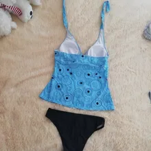 Bañadores de Tankini de dos piezas para mujer, traje de baño Sexy con cuello Halter, Monokini, Bikini brasileño de cintura alta, conjuntos de Bikini con relleno