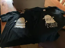 Ropa A juego para padres e hijos, Camisetas estampadas con letras divertidas de Family HELP i CRATED A MONSTER, ropa A juego familiar