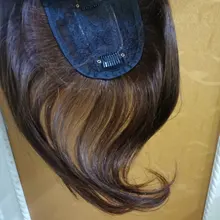 Halo Lady-Clip de belleza para mujer, cabello humano con explosión de flequillo, pieza central, pelo lacio brasileño no Remy para la pérdida de cabello