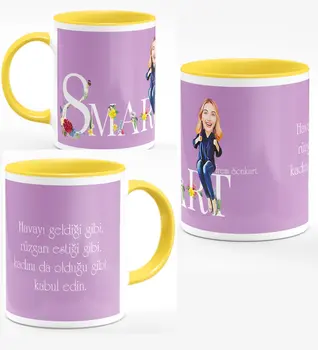 

Personalized 8 March International Women's Day Cartoon Yellow Mug Cup-56