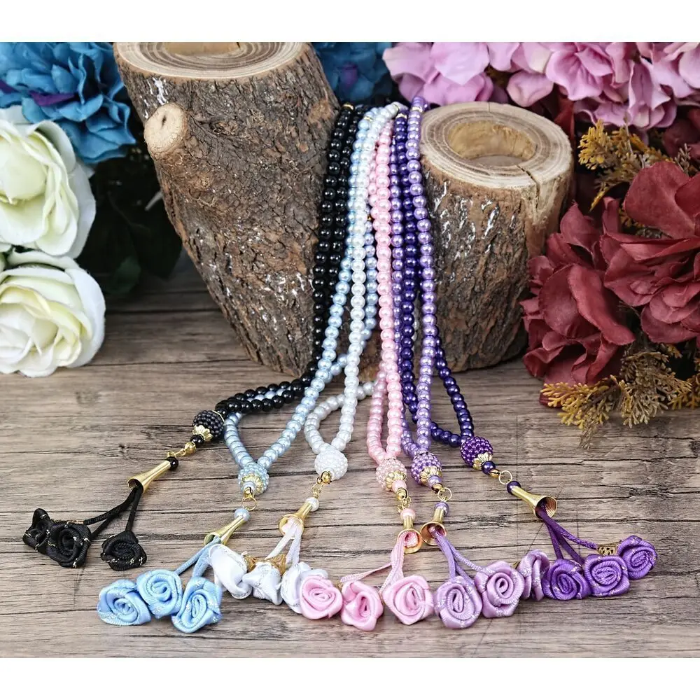 Lux Rosary Muslim Islamic Community Rose Pattern Handmade Pearl Gift Set Ramadan 2023 Mevlüt Worship Prayer Turkey Store