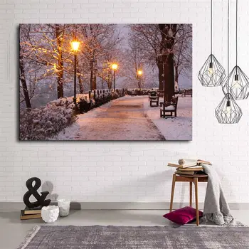 

Street Light Snowy Weather Canvas Table