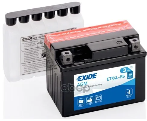 Аккумуляторная Батарея Exide Agm [12v 3ah 50a B0] EXIDE арт. ETX4LBS