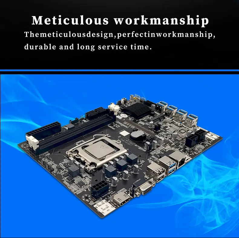 B75 btc motherboard 1155 PC Deskptop Computer Motherboard Mining Miner motherboard btc 250 miner 8 gpu slot usb with CPU latest motherboard for desktop pc