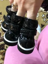 4 unids/set zapatos para perros de invierno de perro caliente botas de nieve zapatos de cuero de la PU para perros pequeños perros Chihuahua impermeable antideslizante cachorro para mascotas zapatos