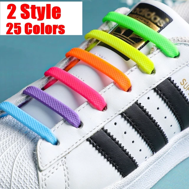 10 Colors Flat Shoe Laces For Sneakers No Tie Shoelaces Elastic Metal  Buckle Lock Men and Women Leisure Lazy Shoes Lace - AliExpress