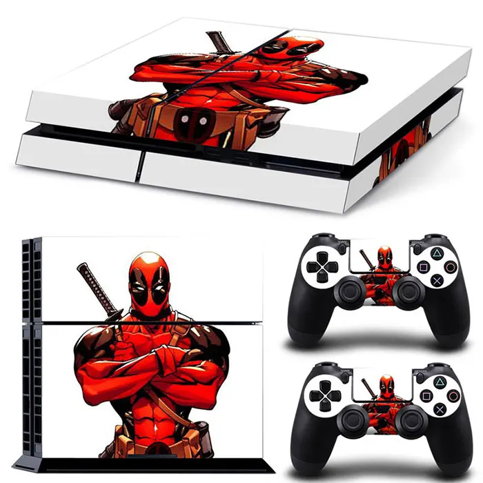 Marvel Spider Man Deadpool Vinyl Skin Sticker for PS4 Slim Console and 2 Controllers Decal Cover Game Accessories