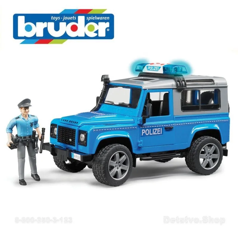 02 597 Внедорожник Land Rover Defender Station Wagon Полицейская с фигуркой Bruder| |