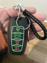 Cuero Luminoso de llave de coche para gran pared Haval Coupe H7 H8 H9 GMW H6, cubierta pequeña a rayas de Color, carcasa del mando a distancia, llavero