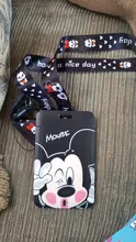 Bolsa de monedas de mickey mouse de Disney, tarjetero de plástico acrílico con dibujos animados para comida, autobús, almacenamiento de tarjetas para el campus