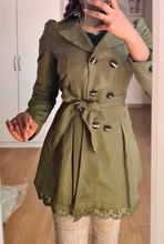 Gabardina de manga larga para mujer, abrigo largo de encaje, gabardina de talla grande, Primavera/otoño