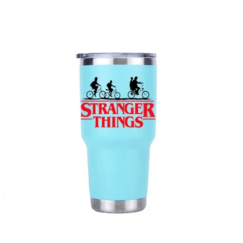 

Stranger Things Theroms Mug With Lid Double Wall Stainless Steel Coffee Mugs Travel Vacuum Flask Driving Drinkware Travel Mug