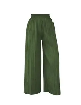 

SIL66066 ummer Spring New Fashion Tide a001 Black Casual Loose Elastic Waist High Pleated Wide Leg