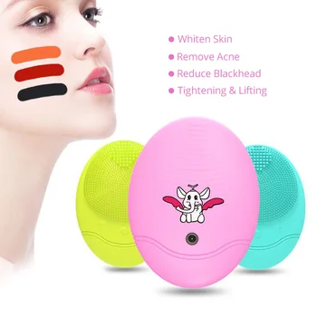 

Electric Facial Cleanser / Massager Rechargeable Sonic Vibration Silicone Face Cleaning Brush Fully Waterproof Adjustable Speed