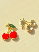 Abalorios de cereza esmaltados de 16x19mm, fruta para fabricación de joyas, pendientes, pulsera y collar, dijes, 10 uds.