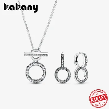 

Kakany Fall 2020 High Quality Fashion Shiny Circle T-shaped Bar Charm Necklace Set Original 1:1 Female High-end Jewelry