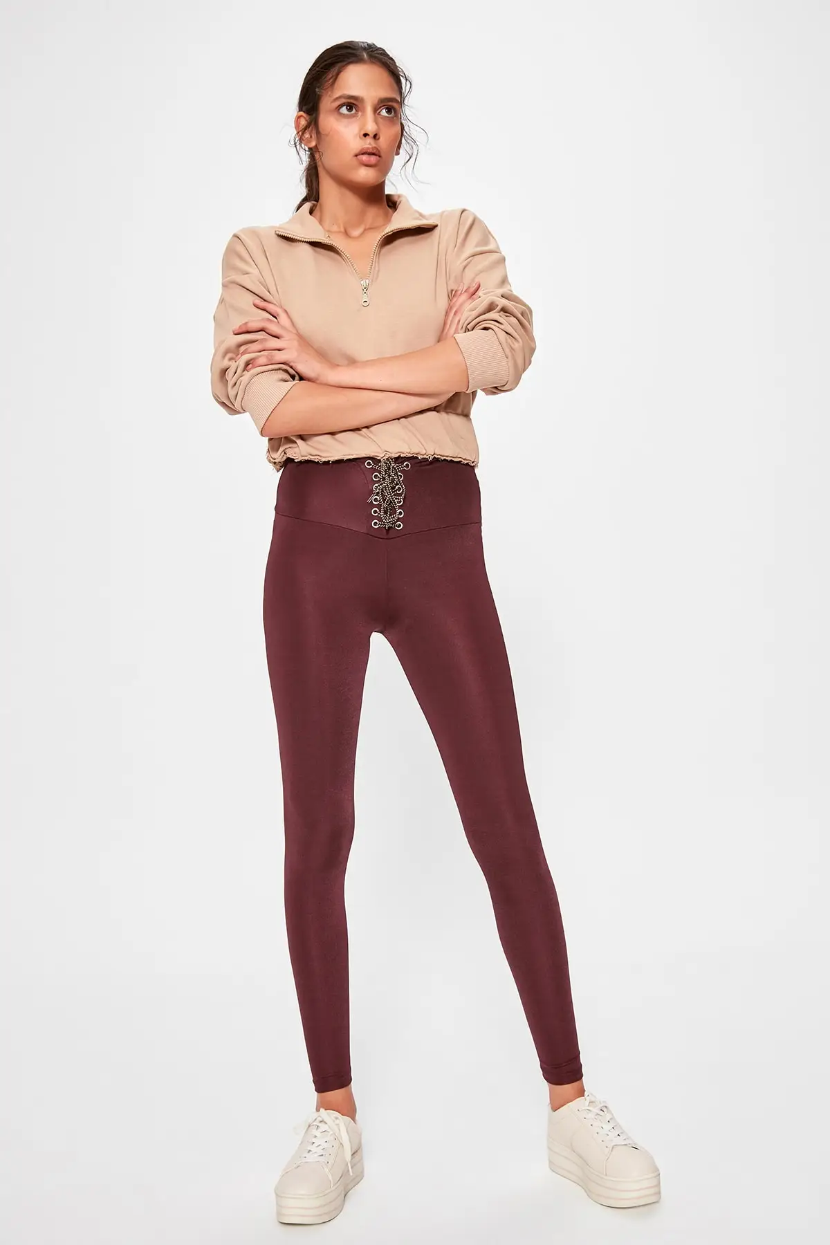 Спортивные Леггинсы Trendyol Damson с люверсами TWOAW20TA0033