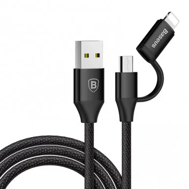 USB кабель 2в1 microUSB/8pin для iPhone 5/6/7 BASEUS CAMLYW-01 1м