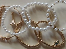 Tocona 6 unids/set de oro de moda cuentas de colores estrella perla multicapa con cuentas pulseras para las mujeres encanto regalo de joyas de fiesta 5483