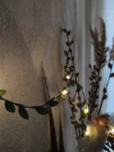 Tiny leaf garland fairy light decor LED Copper Wire string lights for Wedding forest