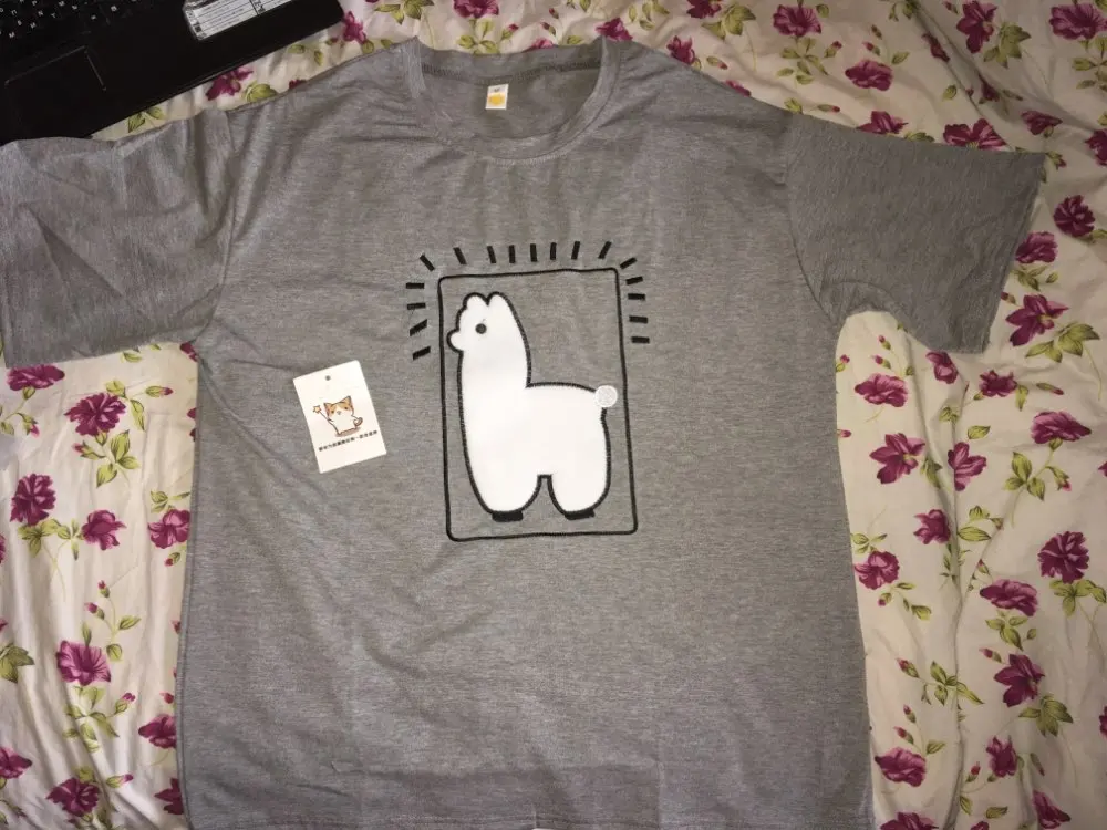 T-shirts Cartoon Alpaca Animal Printed Casual Oversize Korean Style