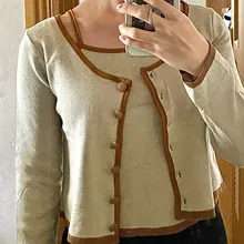 Korobov-cárdigans y camiseta sin mangas para mujer, conjuntos coreanos de 2 piezas con cuello redondo, botonadura única, trajes para mujer 2020