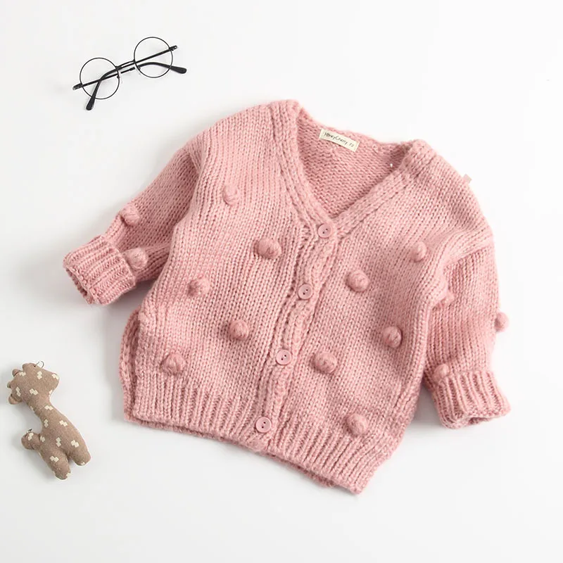 Baby Hand-made Bubble Ball Sweater Knitted Cardigan Baby Sweater Coat Girls Cardigan Girls Winter Sweaters cool baby bodysuits	 Baby Rompers