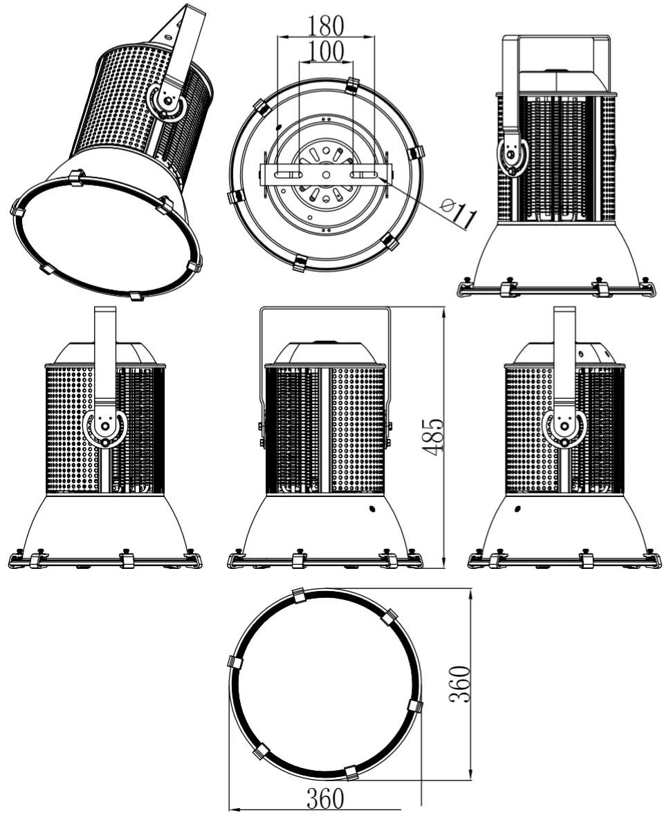 150w led flood light size