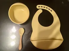 Lets Make-Juego de alimentación de silicona para bebé, cuchara antideslizante, impermeable, tazón, vajilla, productos, plato