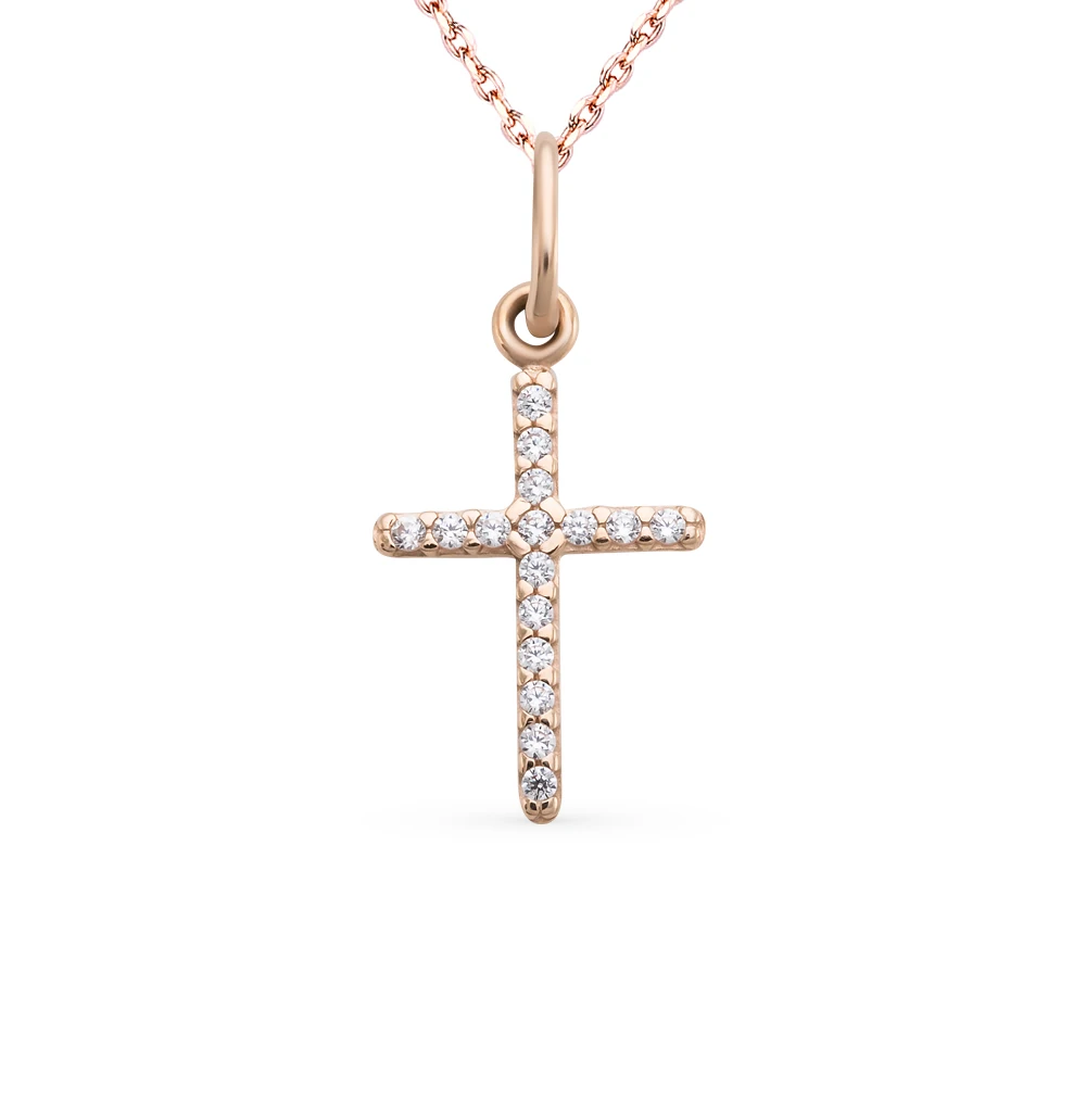 Купить Крестик С Фианитами Золотой Женский