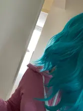 Feilimei-Peluca de cabello largo sintético con ondas para mujer, pelo corto femenino de 14 pulgadas, color azul, Rosa y Rojo, estilo Cosplay