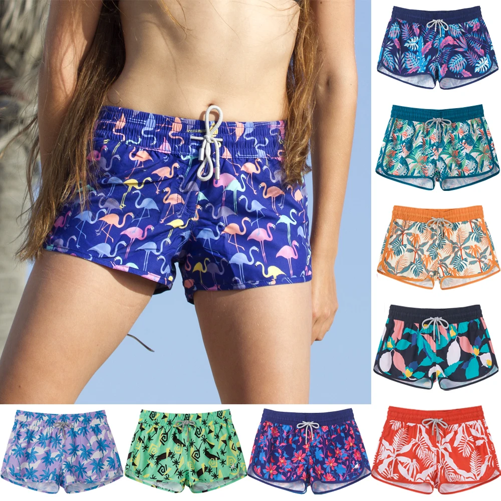 SURFCUZ Women Swim Board Shorts Print Swimming Trunk Quick Dry Surfing Sports Beach Short Boardshorts Swimwear Bottoms for Women casual mens swim beach shorts summer board shorts transparent nylon quick dry shorts gyms joggers swimwear swimsuit bottoms