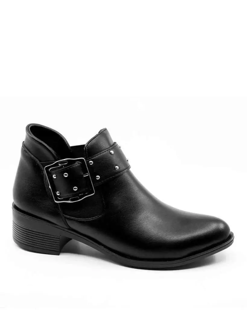 

Mosimoso Women's Ankle Height Boot Camella Black Skin Stone Processing Single Buckle Women Boots