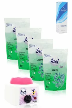 

Pearl waxing Green 4 PCs 200 grams (total 800 gram) + waxing heater machine + feather reducing spray, hard beads waxing