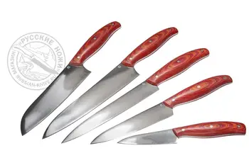 

Set of kitchen knives "shef-1" (steel D2), mikarta, 5 knives
