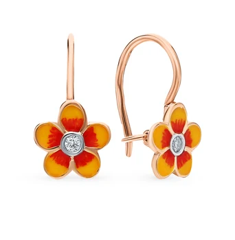 

Gold earrings with diamonds sunlight sample 585